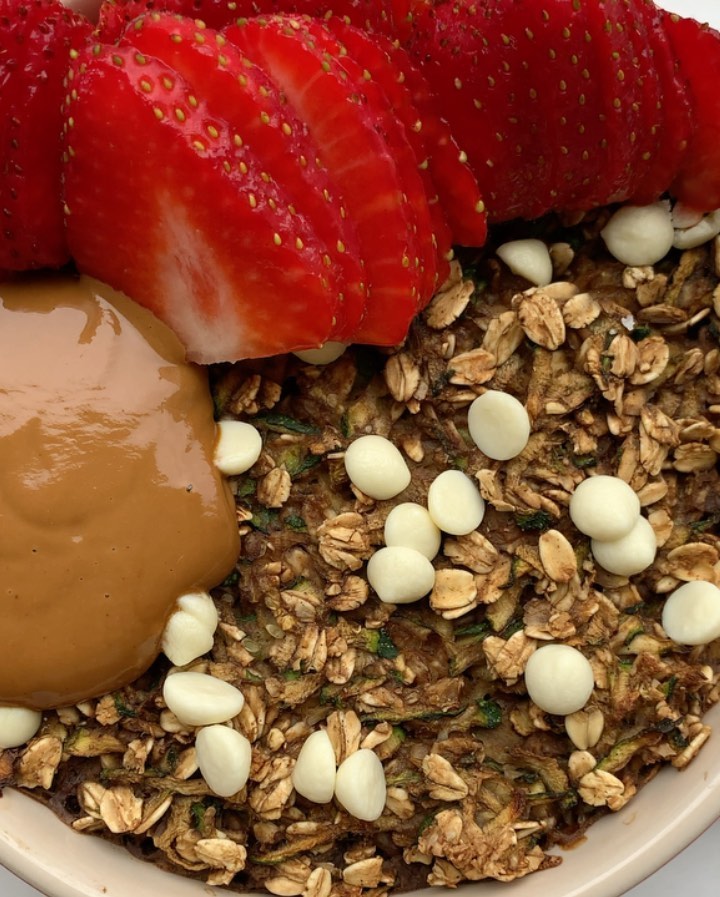 Vegan White Chocolate Coffee Courgette Baked Oats
