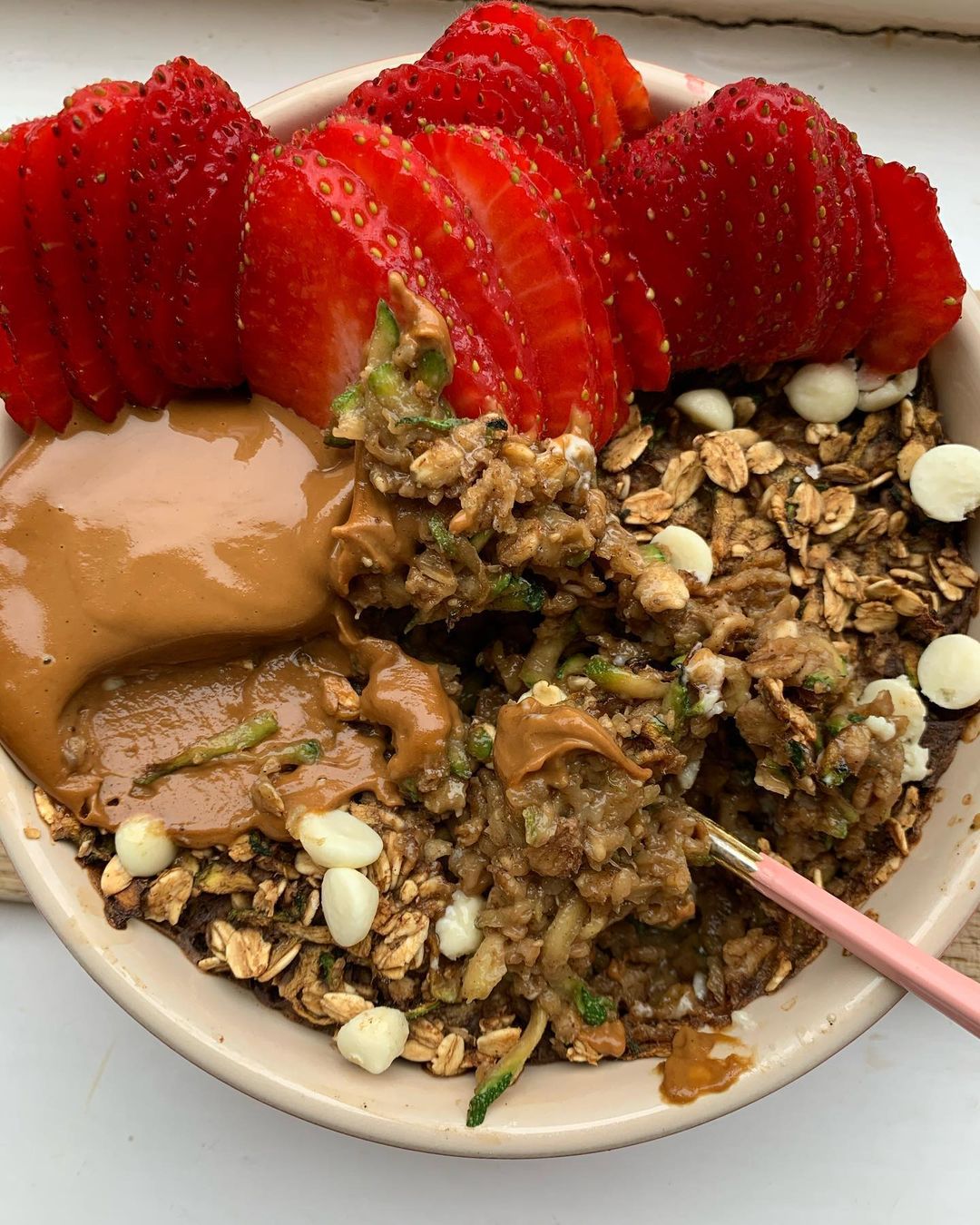 Vegan White Chocolate Coffee Courgette Baked Oats