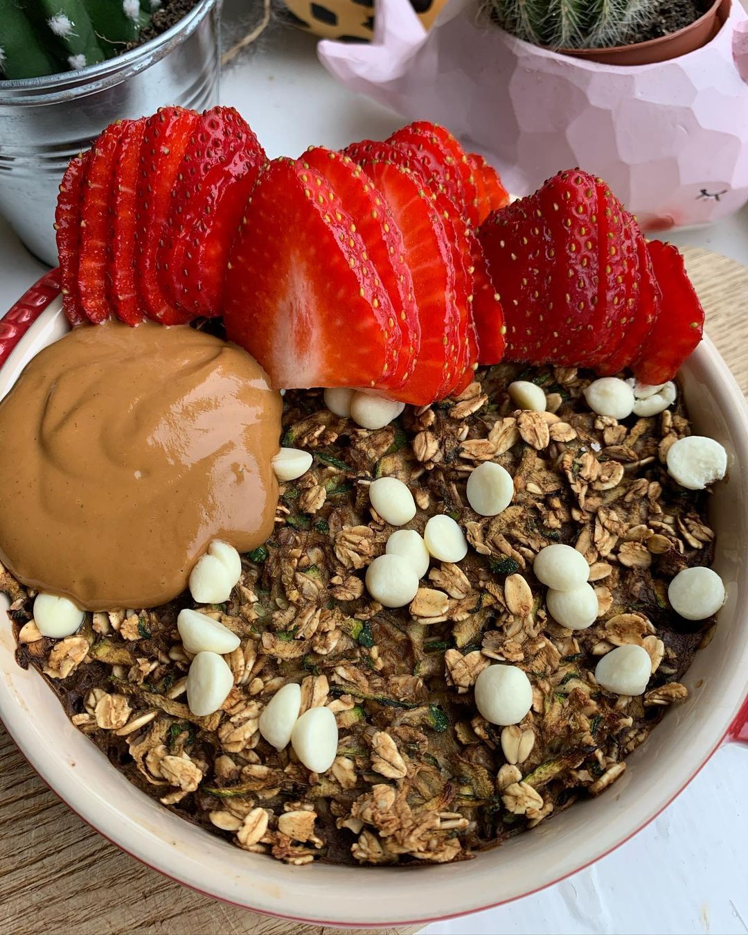 Vegan White Chocolate Coffee Courgette Baked Oats