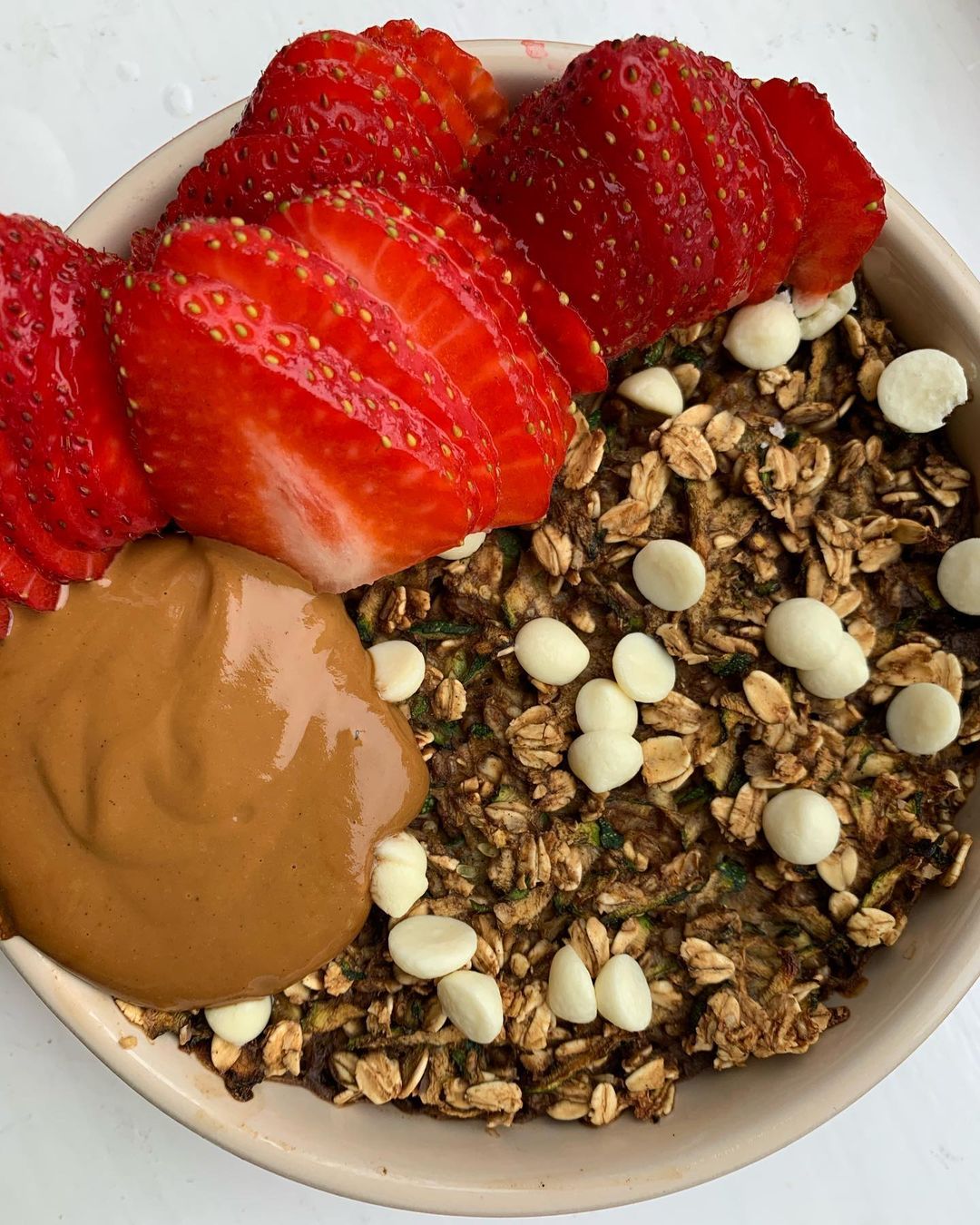 Vegan White Chocolate Coffee Courgette Baked Oats