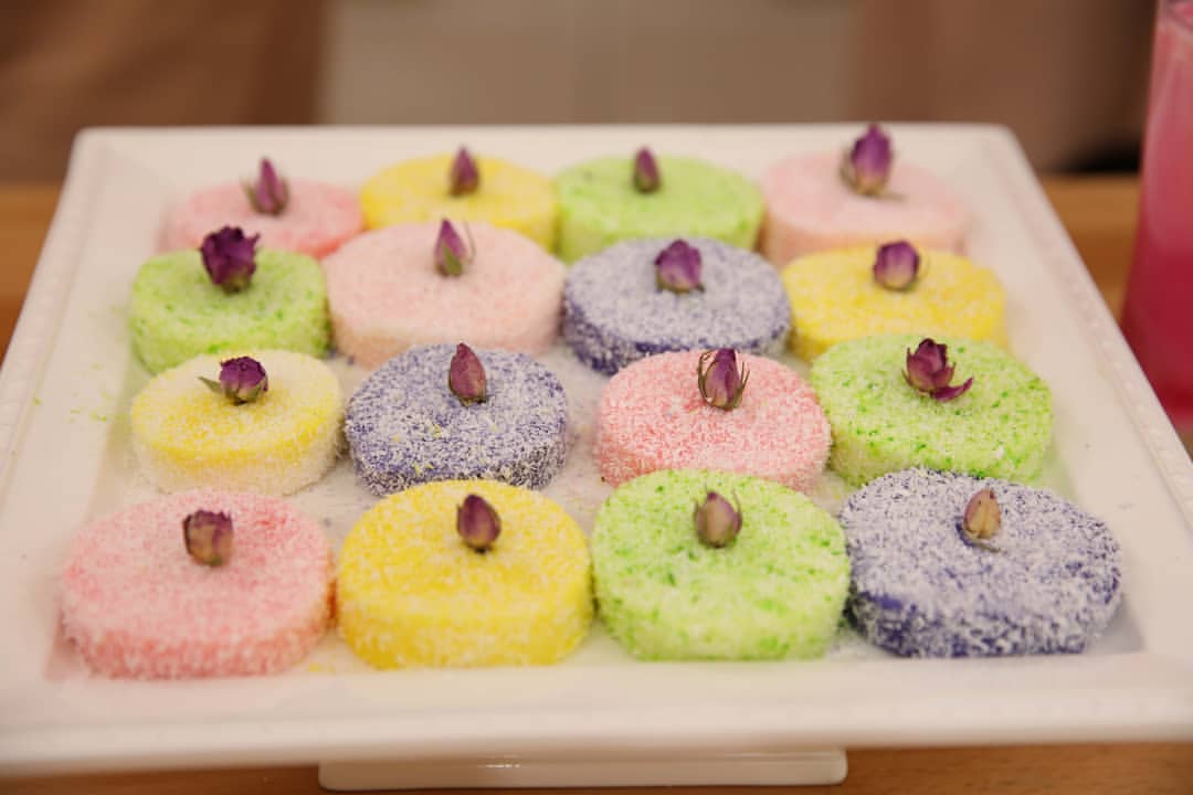 Colored Mahlabia Pudding Discs