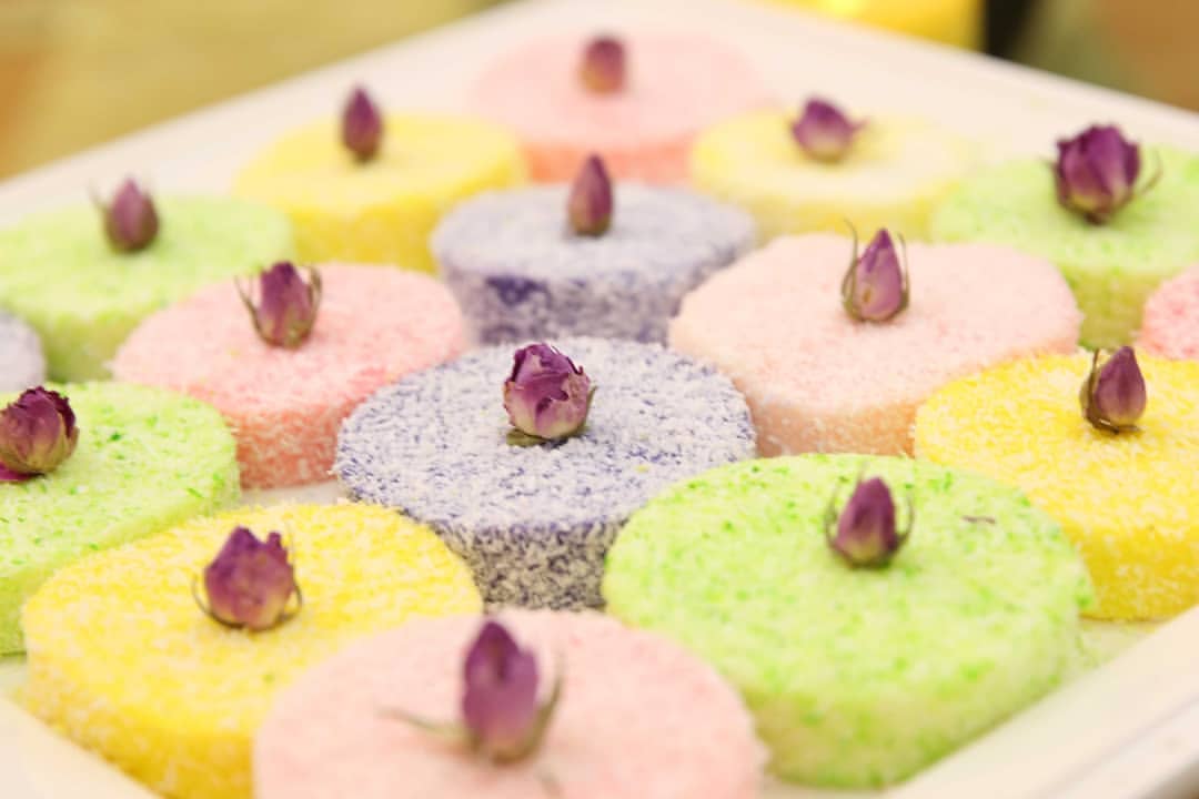 Colored Mahlabia Pudding Discs