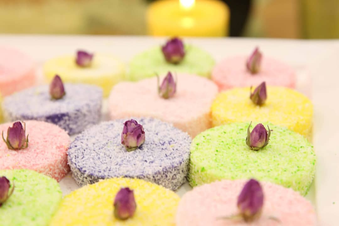 Colored Mahlabia Pudding Discs