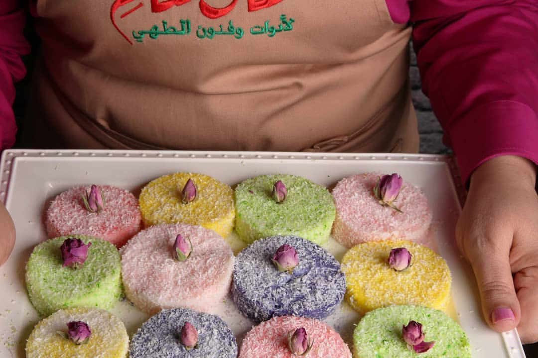 Colored Mahlabia Pudding Discs