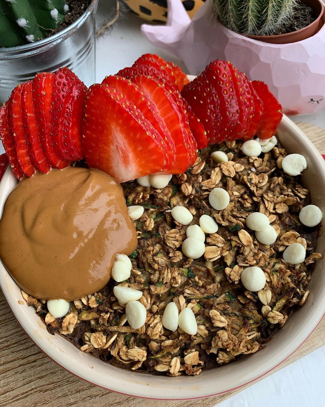 Vegan White Chocolate Coffee Courgette Baked Oats
