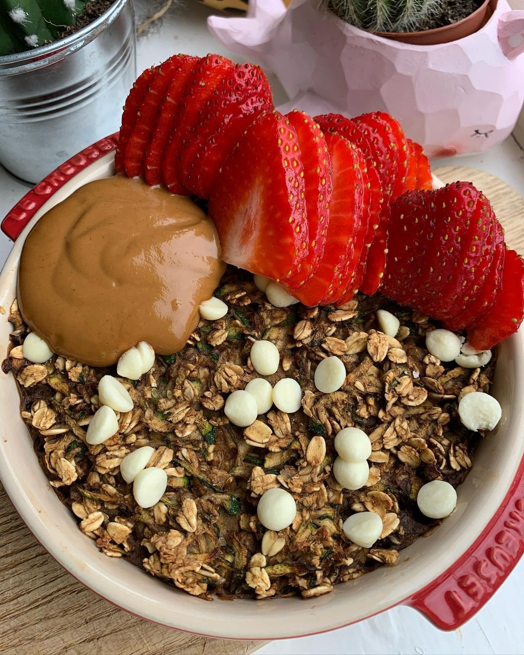 Vegan White Chocolate Coffee Courgette Baked Oats