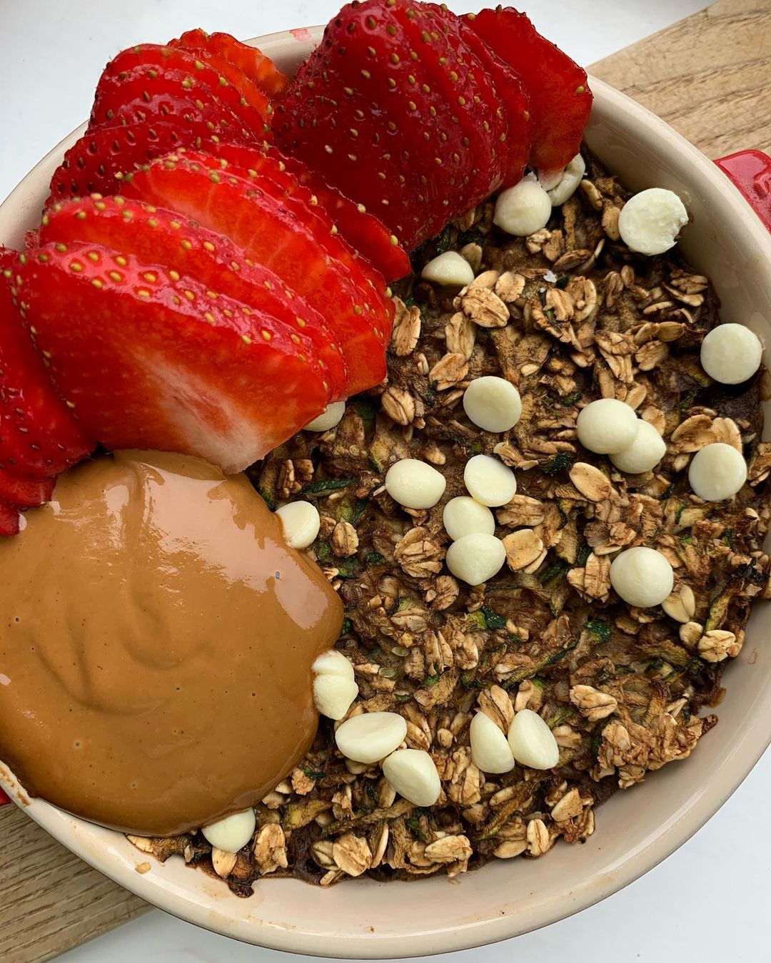 Vegan White Chocolate Coffee Courgette Baked Oats
