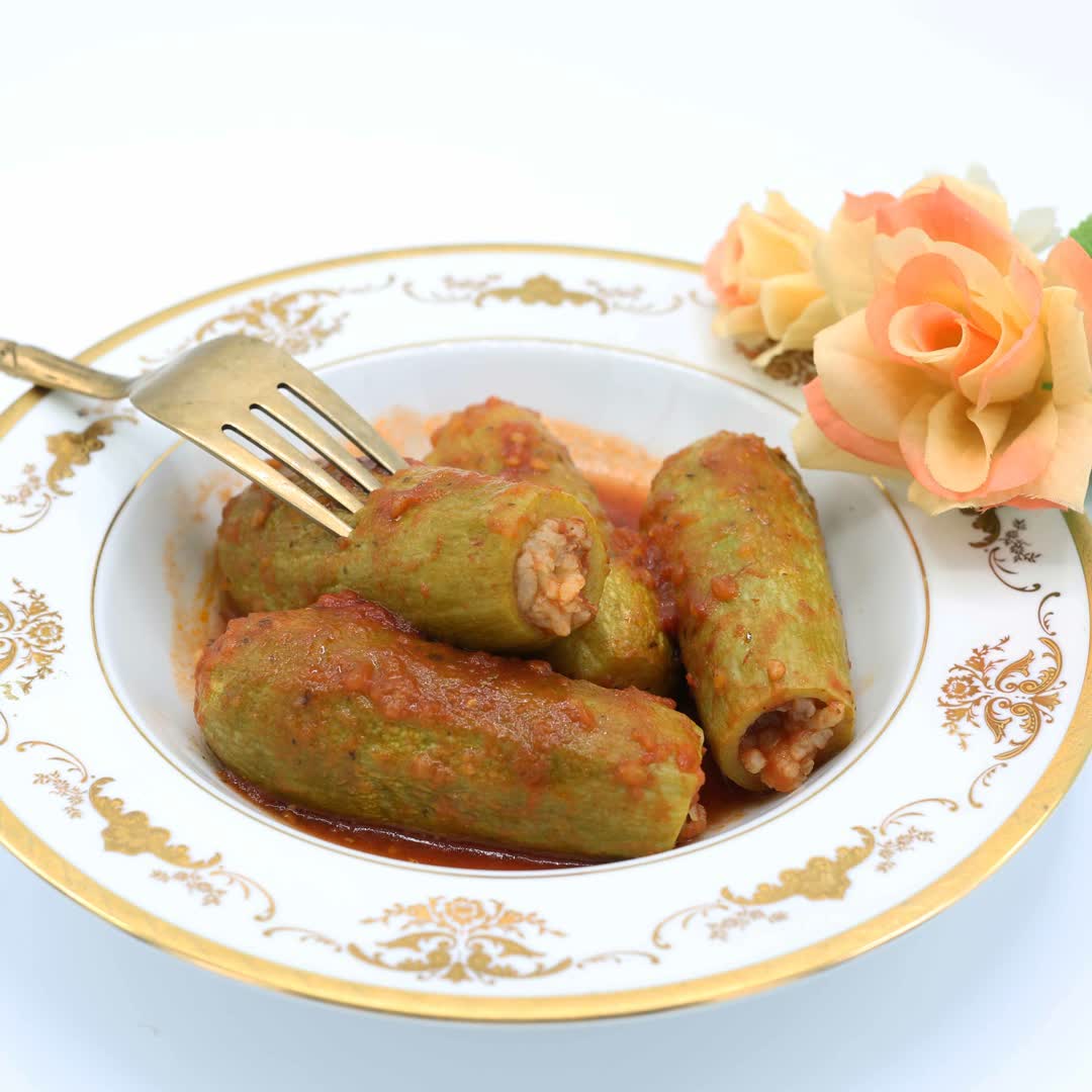 Stuffed Zucchini with Tomato Sauce