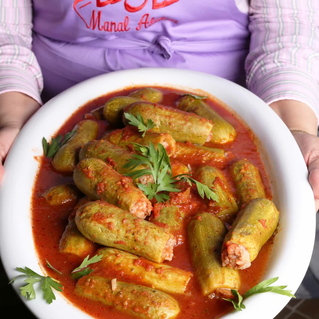 Stuffed Zucchini with Tomato Sauce