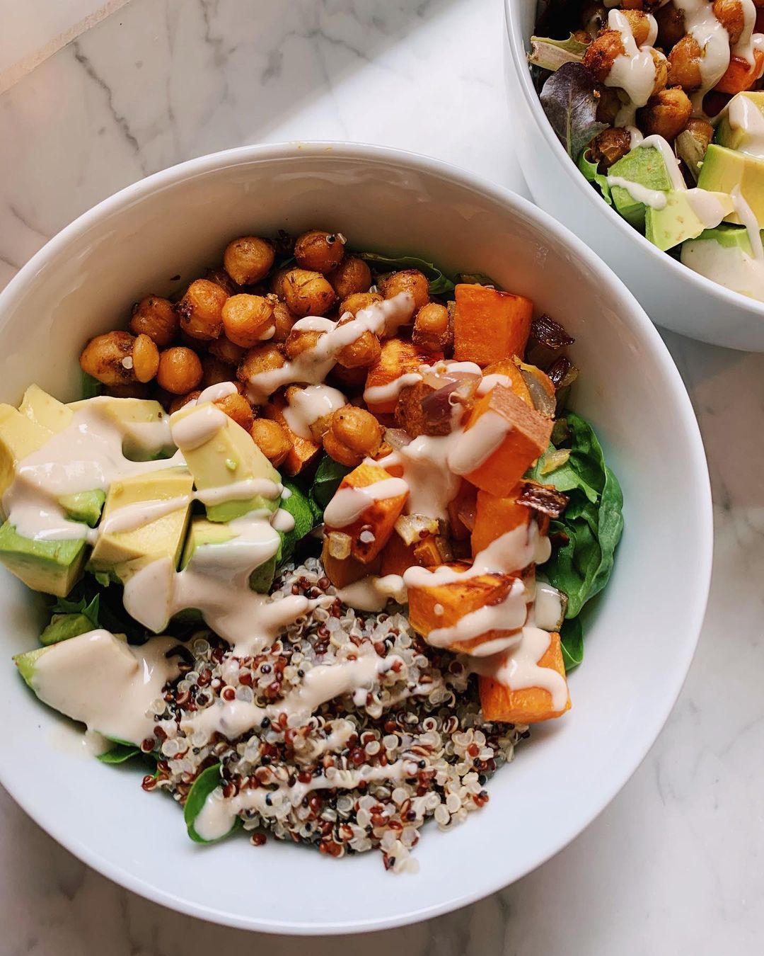 Roasted Sweet Potato Buddha Bowl with Tahini Dressing