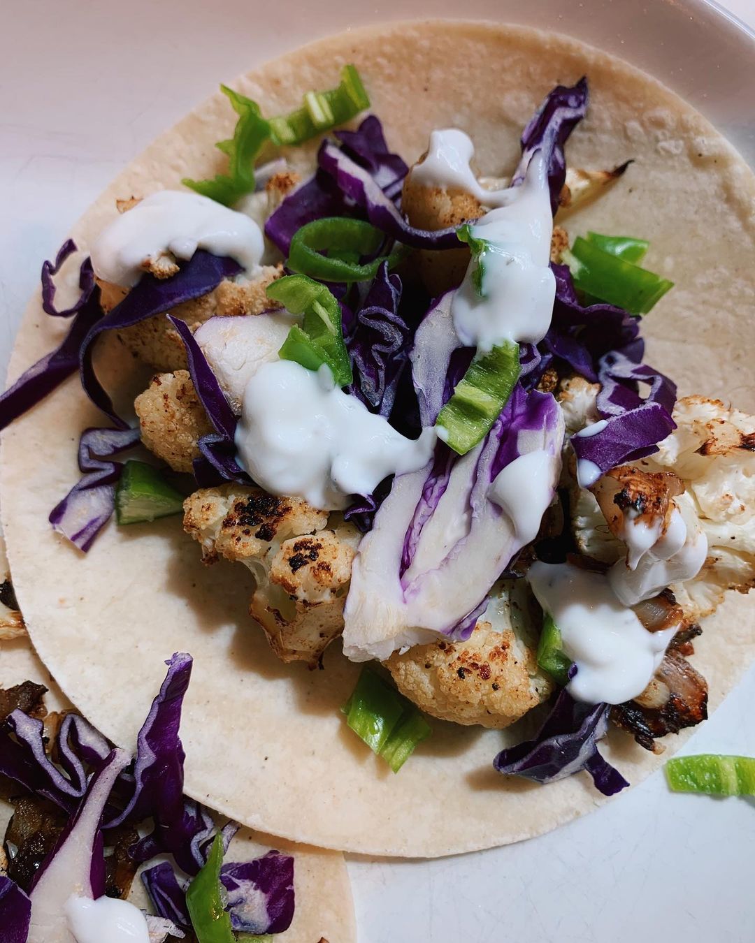 Cauliflower Tacos with Lime Yogurt Sauce