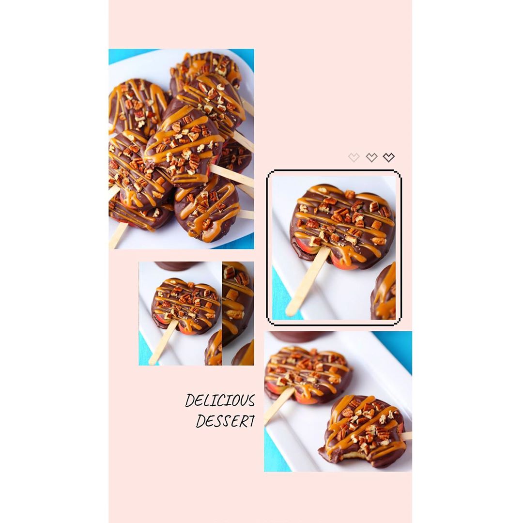Chocolate Dipped Apple Slices with Caramel Nuts
