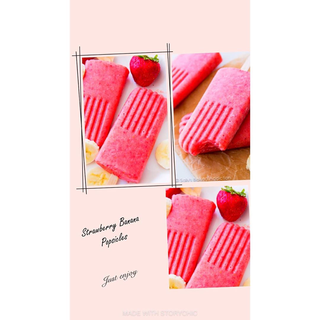 Delicious Healthy Banana Strawberry Popsicles