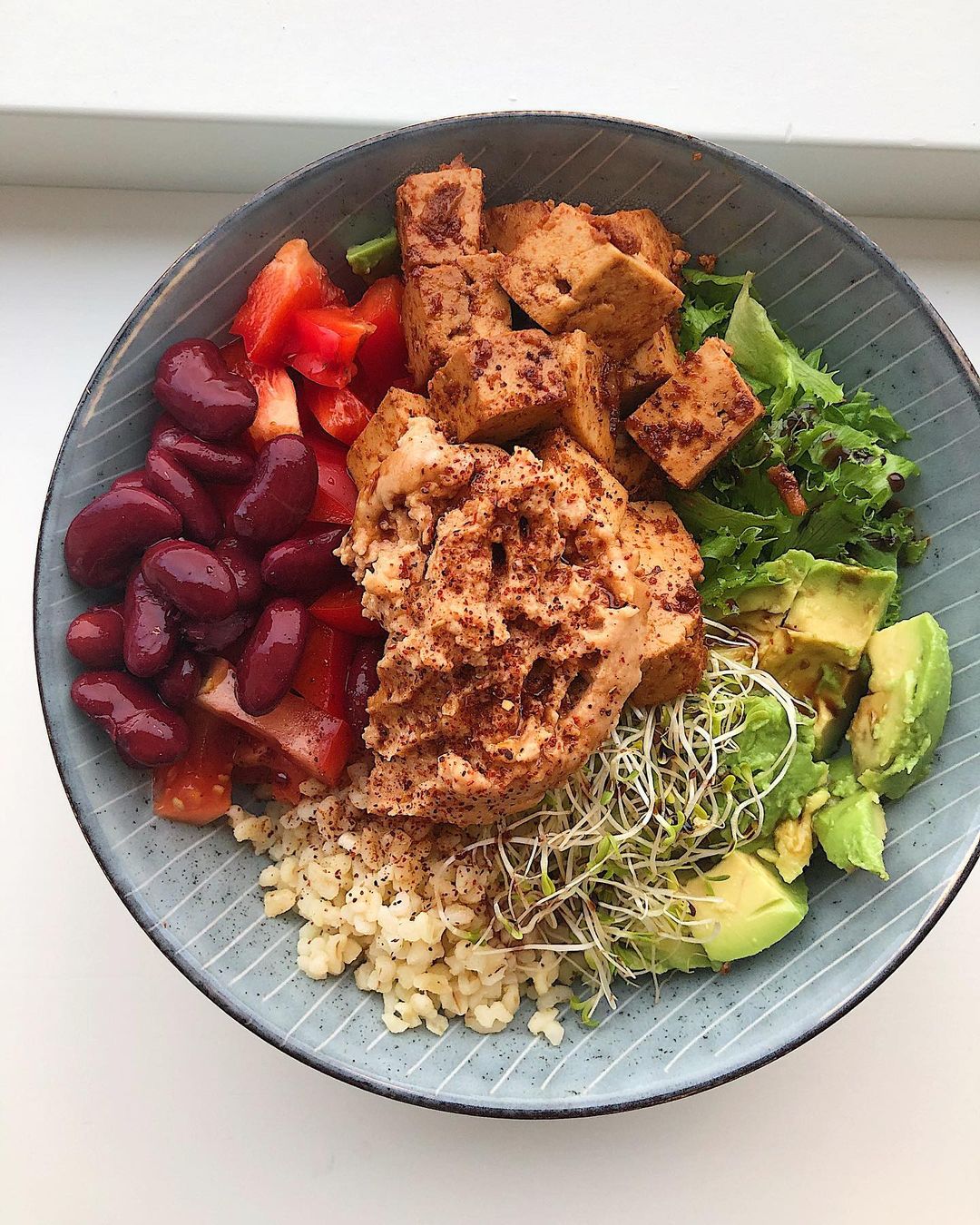 Red Curry Marinated Tofu Bowl Dinner