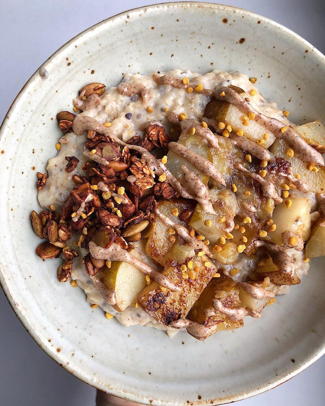 Creamy Coconut Oats with Caramelized Pear