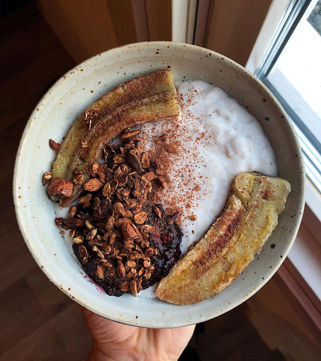 Warm Oatmeal Bowl with Creamy Toppings
