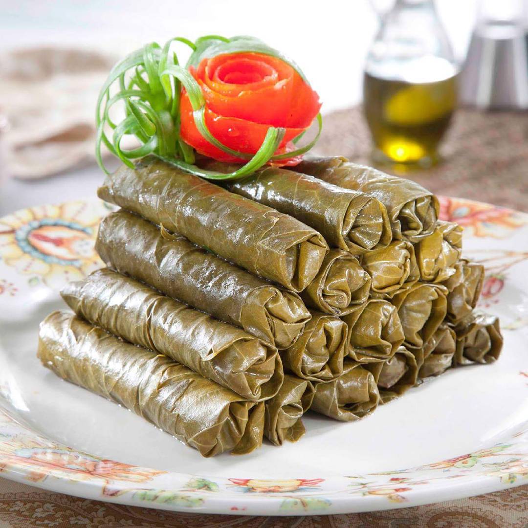 Stuffed Grape Leaves with Walnuts and Pomegranate Molasses