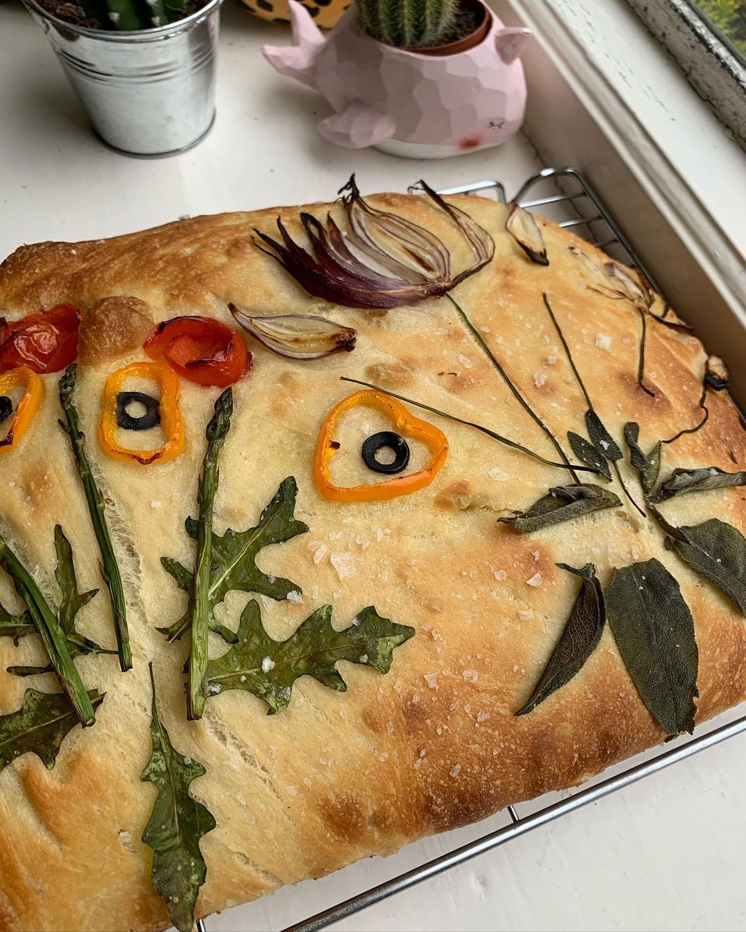 Focaccia Garden Bread with Fresh Vegetables