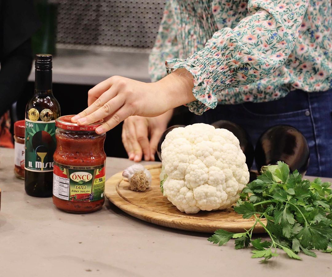 Spiced Cauliflower on Roasted Eggplant