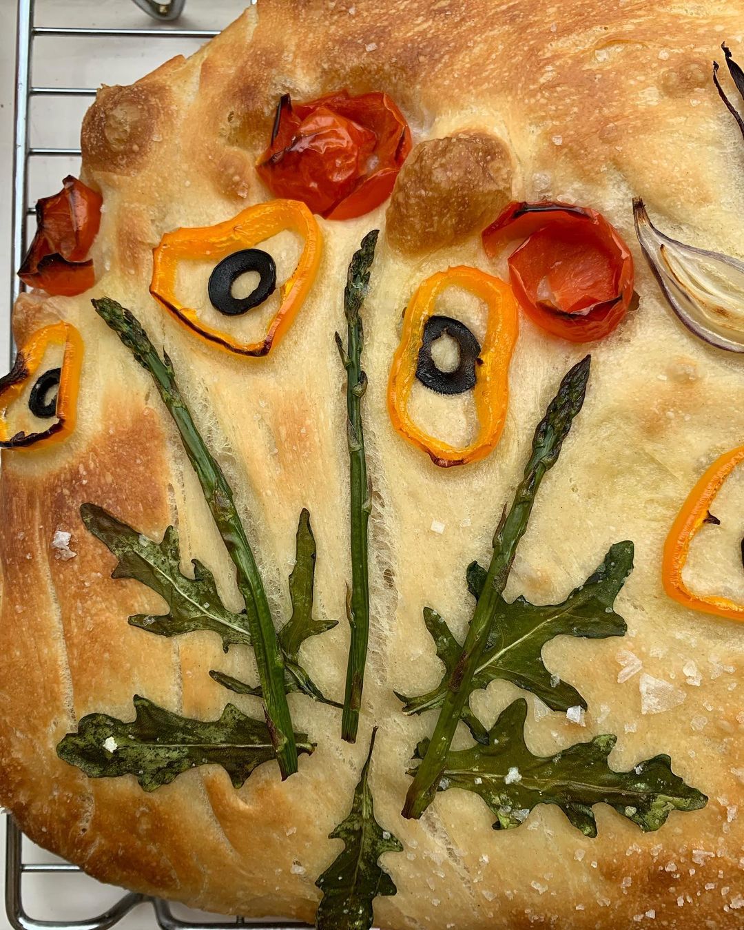 Focaccia Garden Bread with Fresh Vegetables