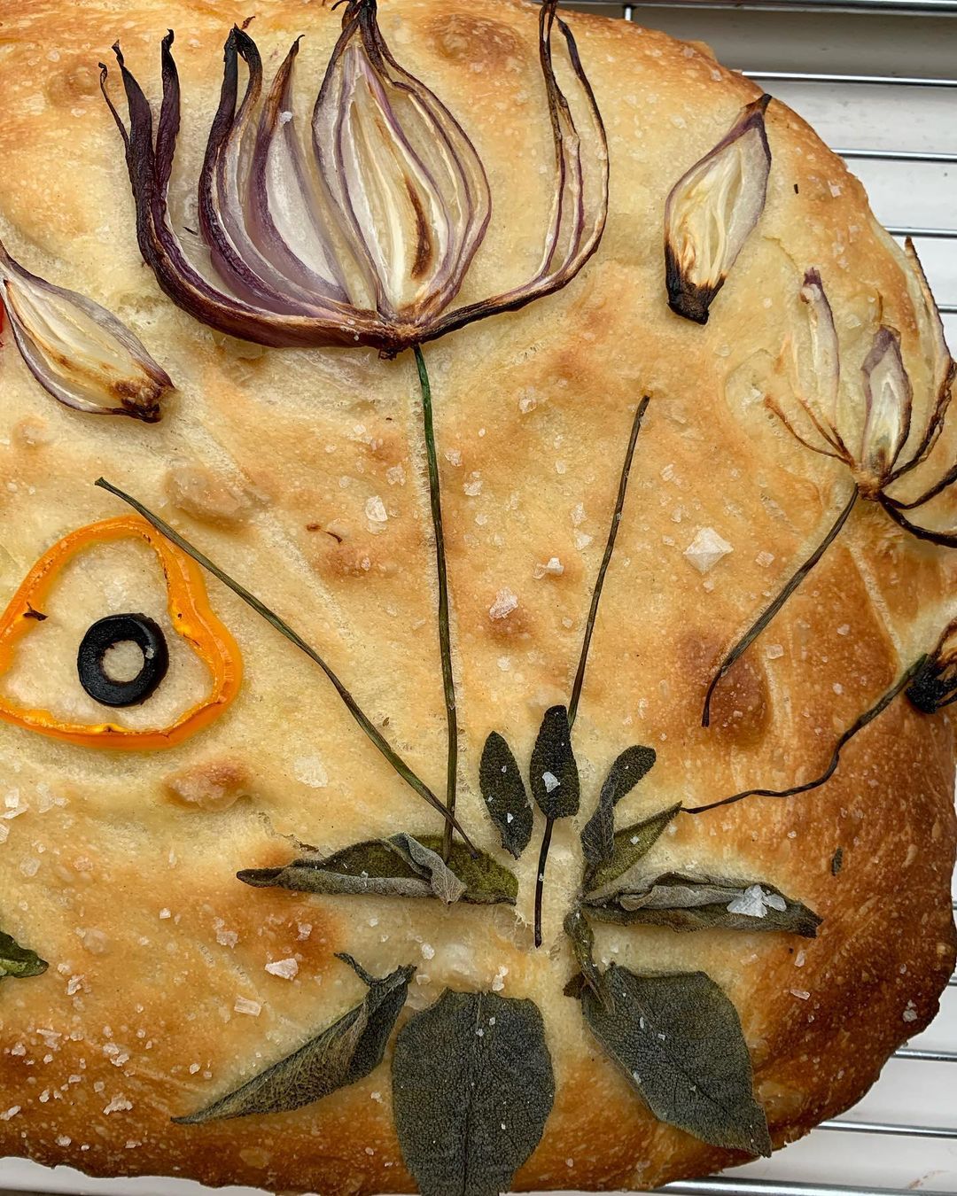 Focaccia Garden Bread with Fresh Vegetables