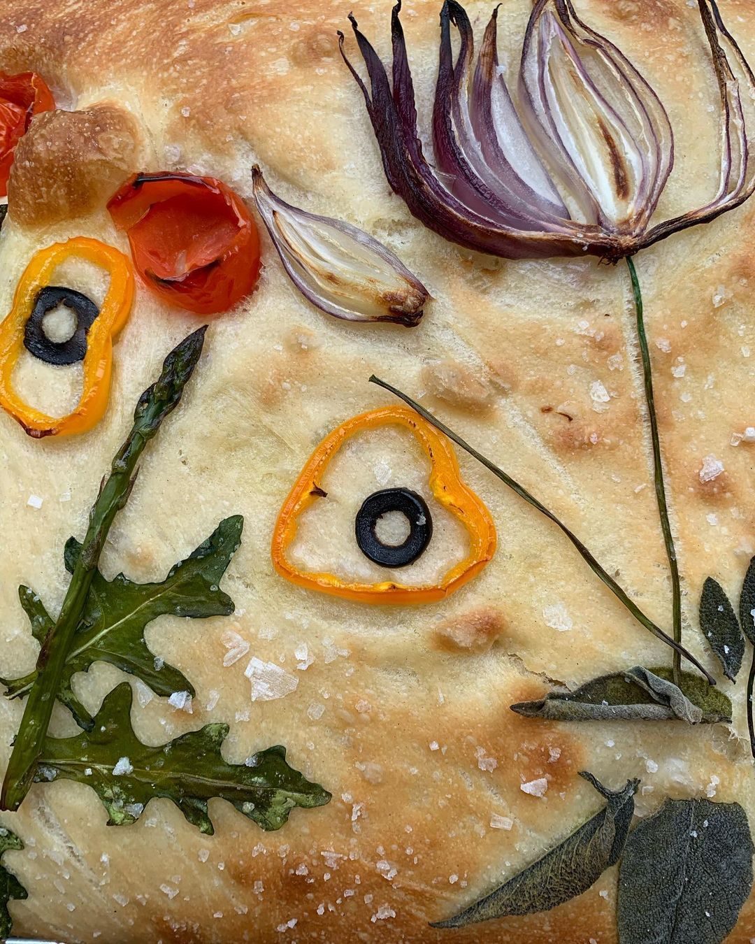 Focaccia Garden Bread with Fresh Vegetables