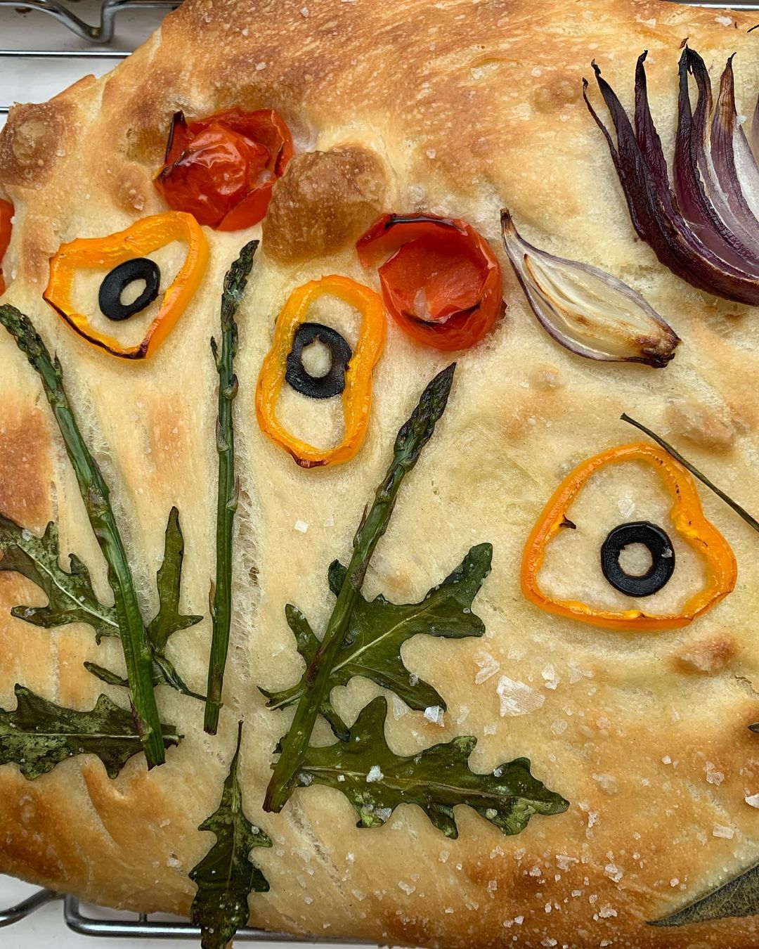 Focaccia Garden Bread with Fresh Vegetables