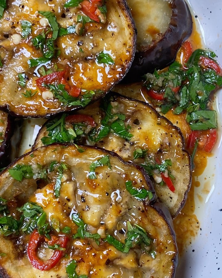 Roasted Eggplant with Herb Marinade Dish