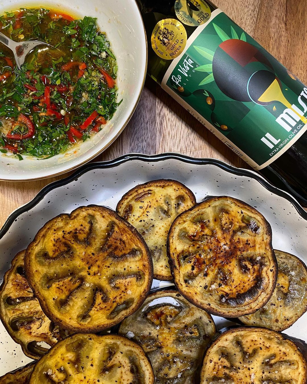 Roasted Eggplant with Herb Marinade Dish
