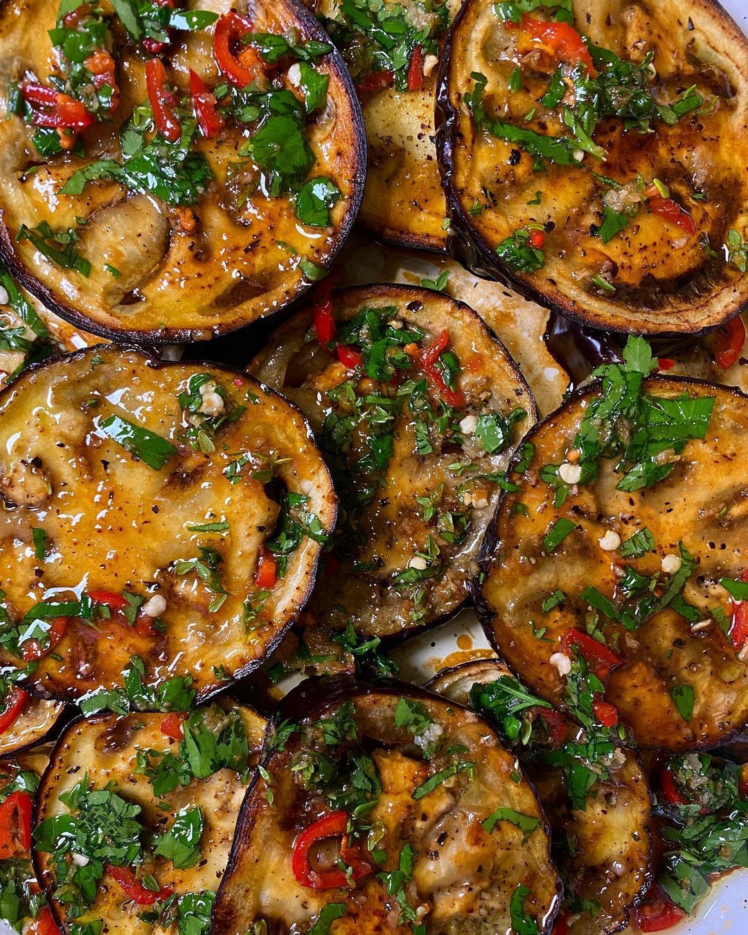 Roasted Eggplant with Herb Marinade Dish