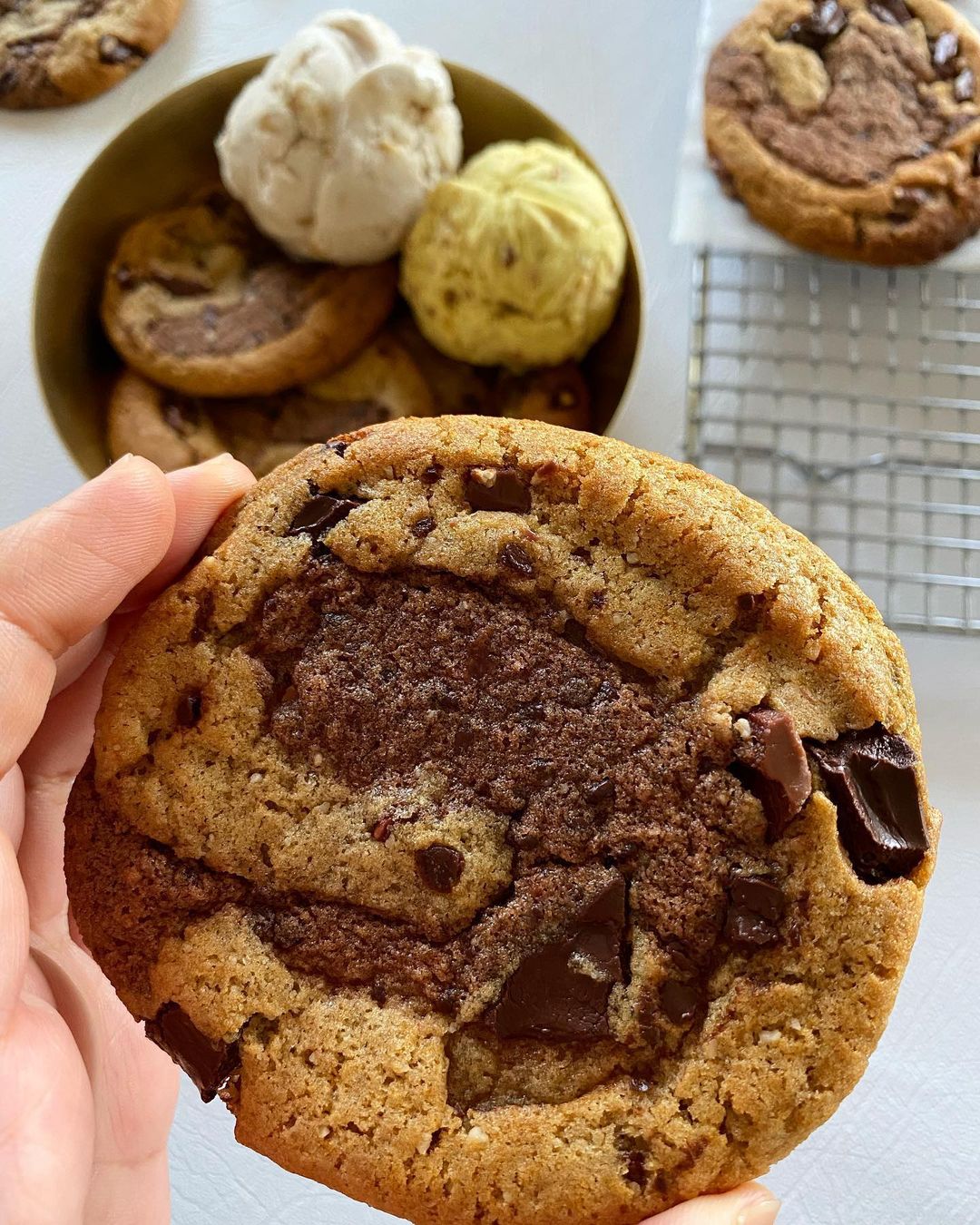 Choc Chunk Cookies with Brownie Swirl