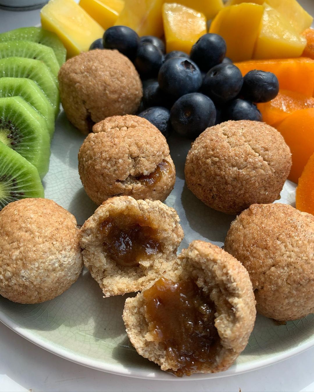 Caramel Stuffed Baked Donut Holes