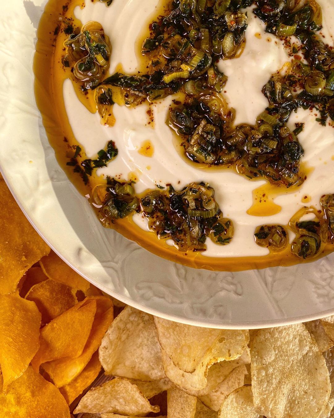 Simple Middle Eastern Yoghurt Dip with Spiced Oil