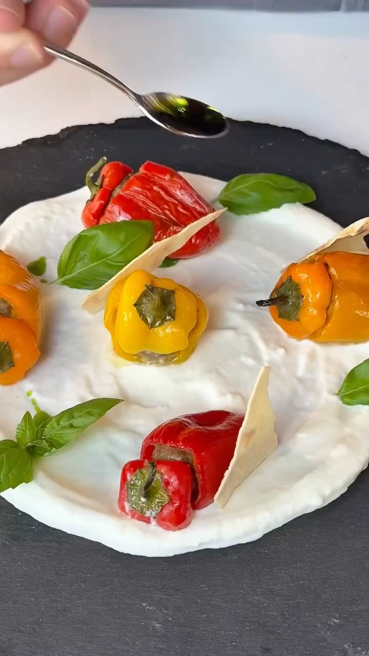 Stuffed Mini Peppers with Burrata Cream