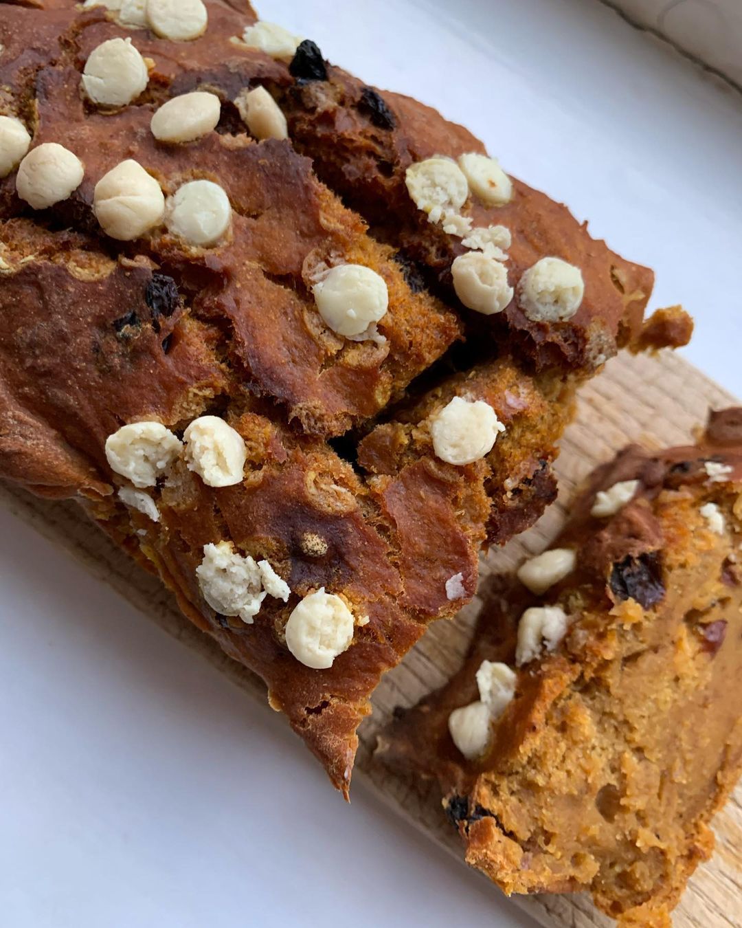 Fudgy Vegan Pumpkin White Choc Loaf