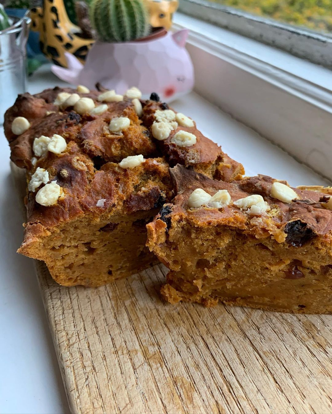 Fudgy Vegan Pumpkin White Choc Loaf