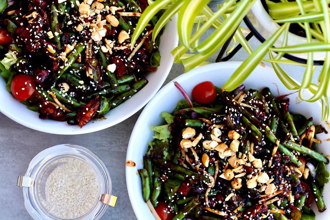 Vegetarian Salad with Wok Pieces and Greens