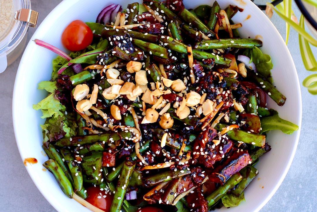 Vegetarian Salad with Wok Pieces and Greens