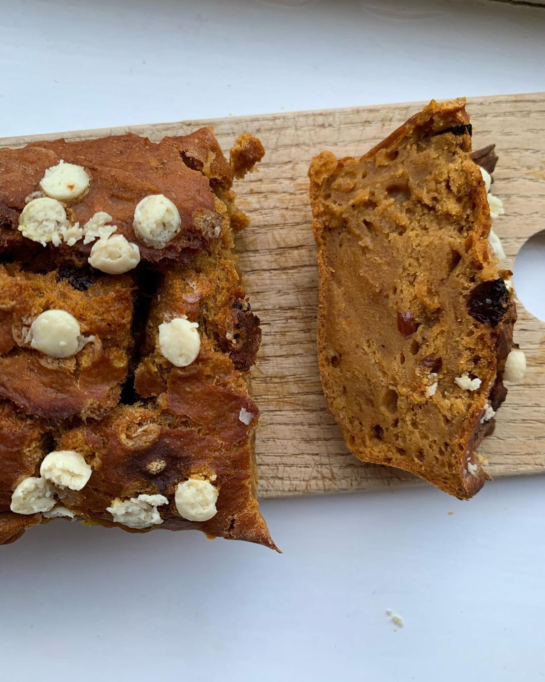 Fudgy Vegan Pumpkin White Choc Loaf