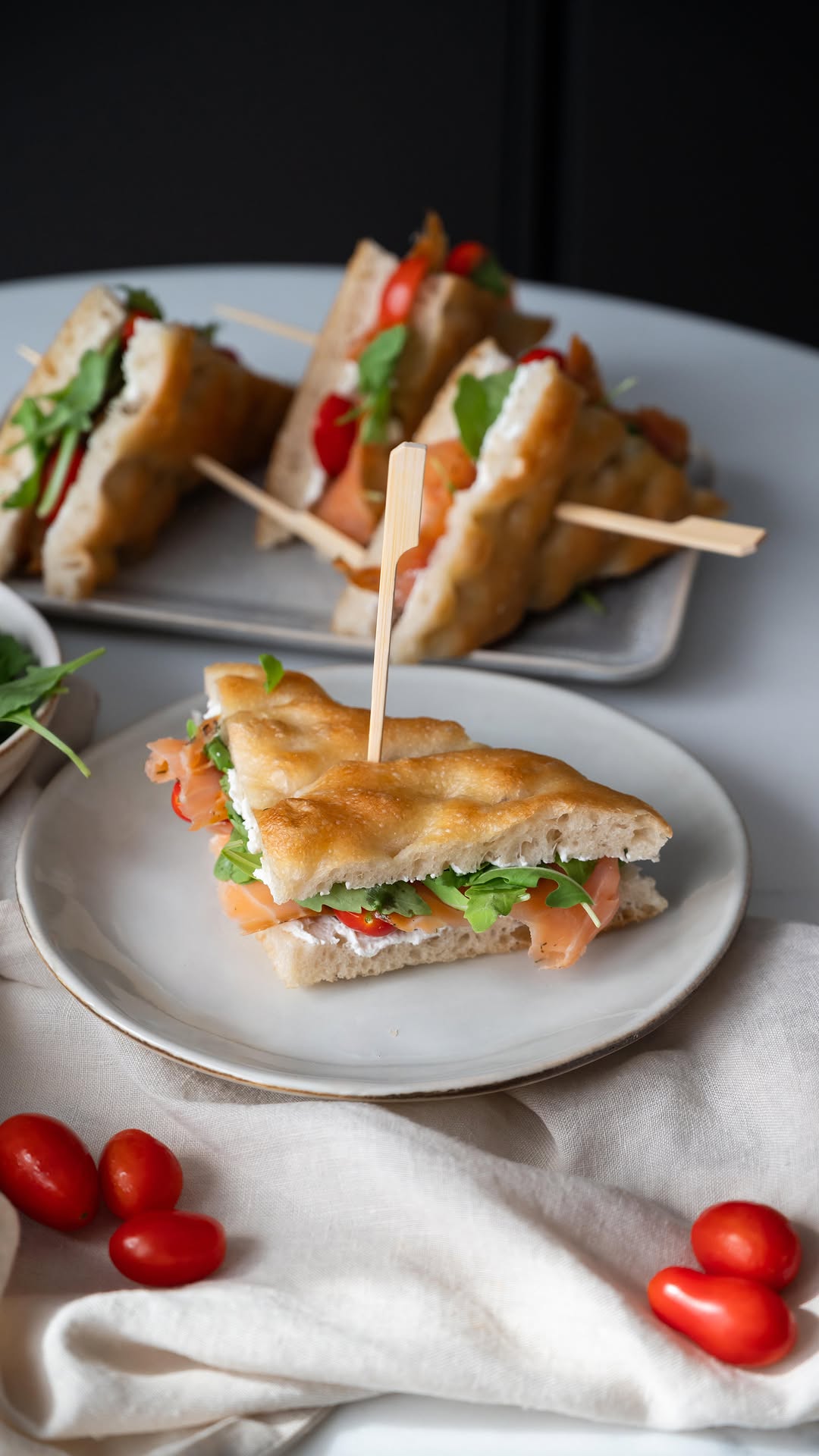 Focaccia Sandwiches with Salmon and Goat Cheese