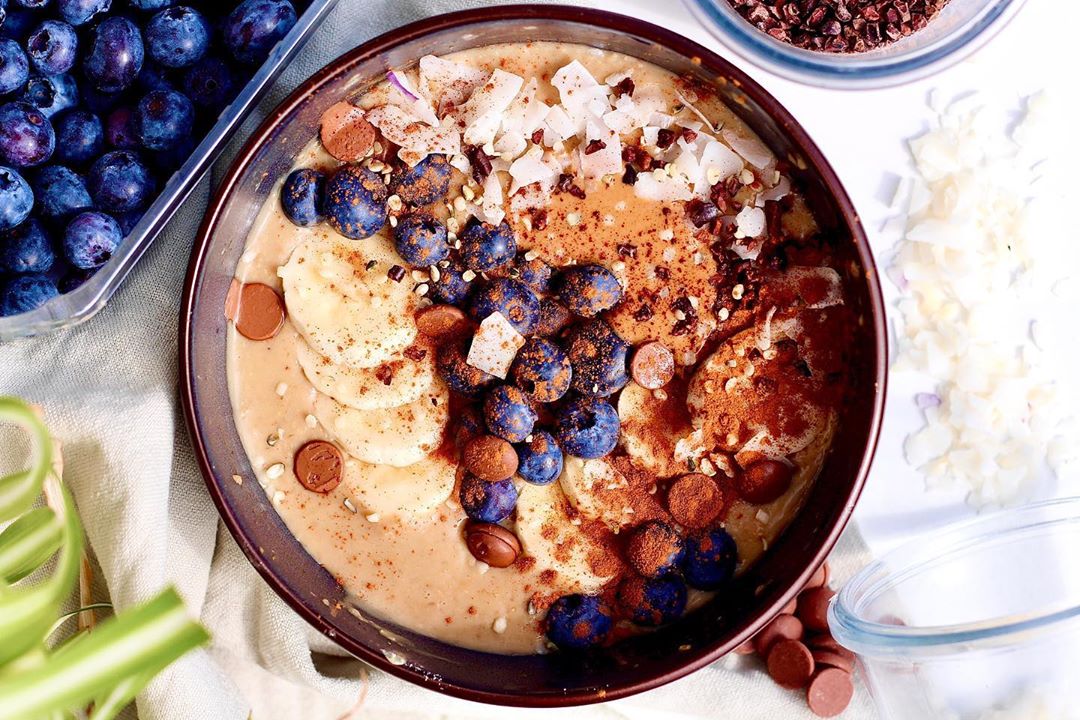 Coffee Infused Oatmeal with Protein Toppings