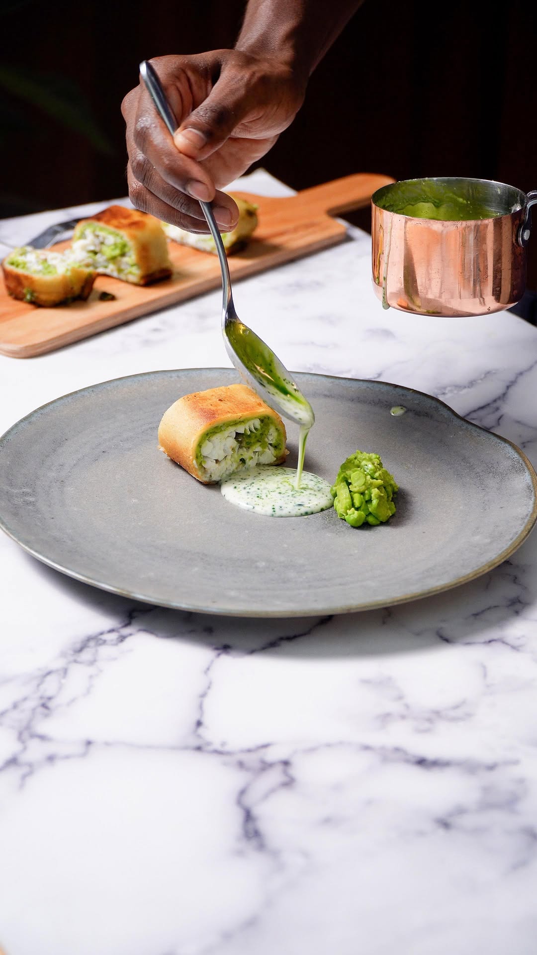 Fish Tramezzino with Pea and Mint Cream