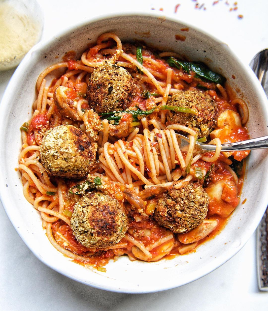 Vegan Lentil Neatballs with Herbs and Pasta