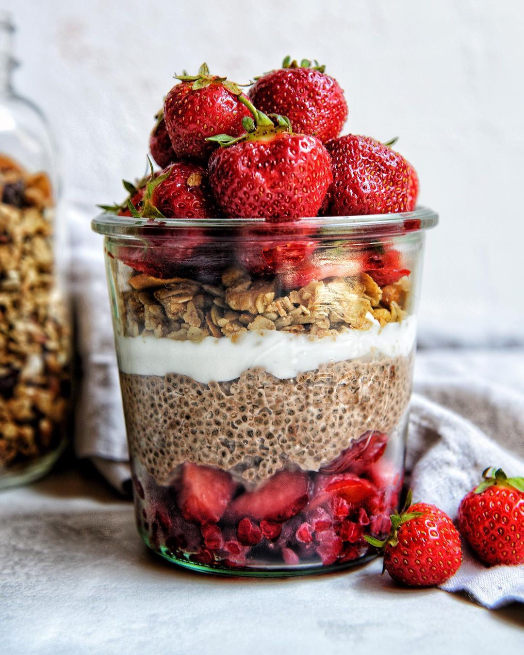 Cacao Chia Pudding with Berries and Yogurt