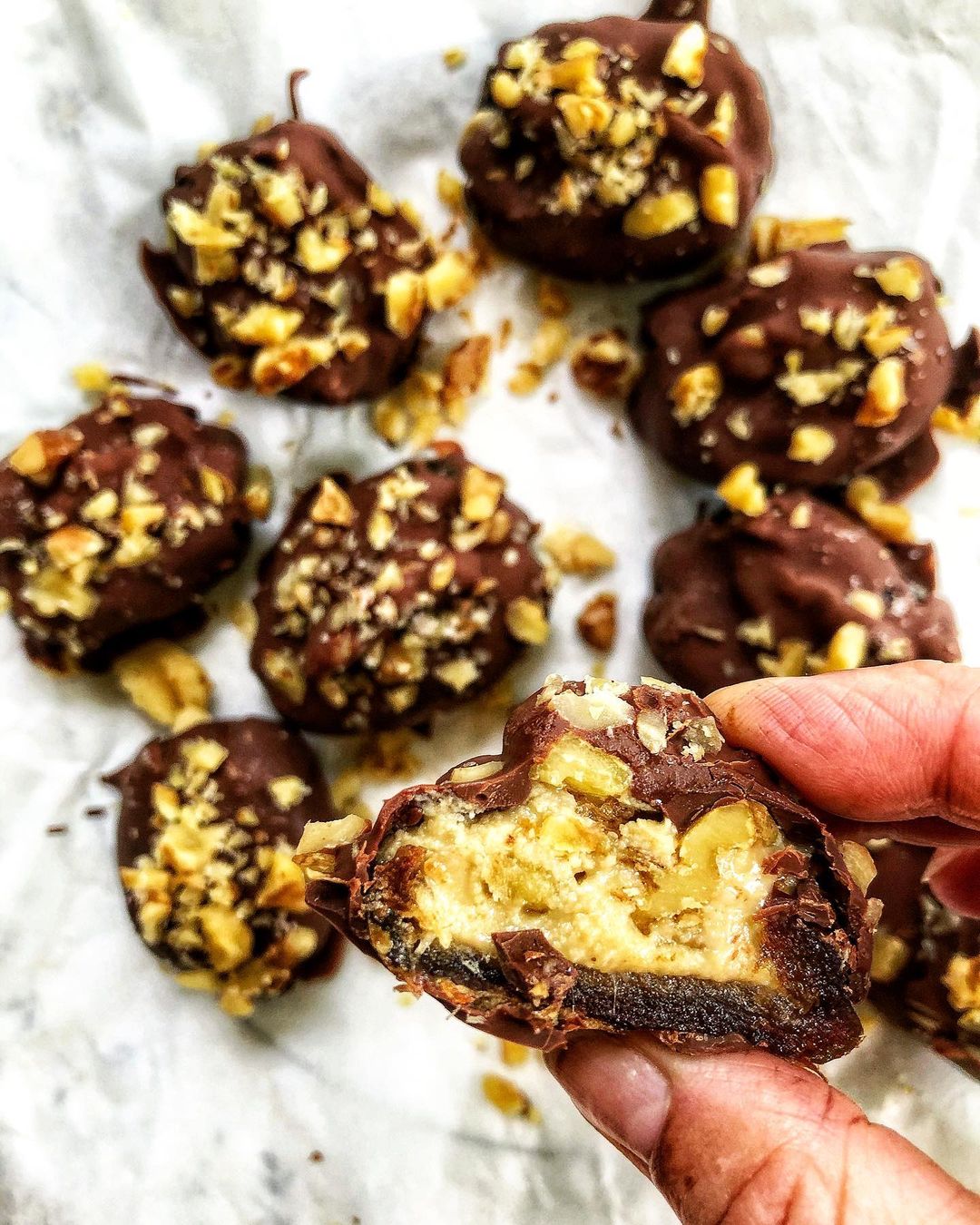 Salted Tahini Walnut Stuffed Dates