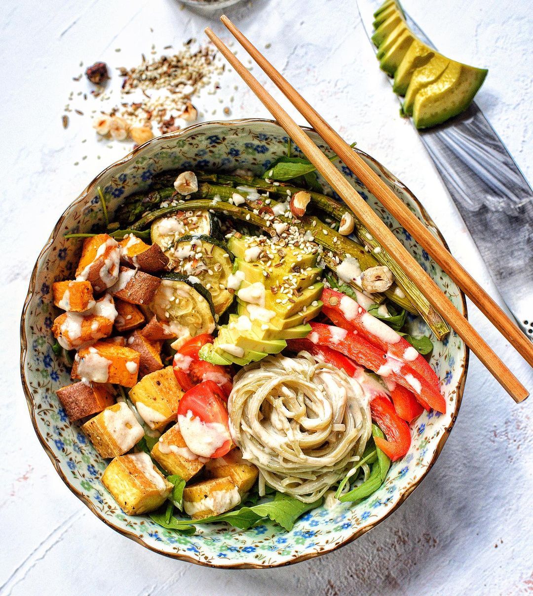 Buddha Bowl with Roasted Veggies and Tahini Dressing