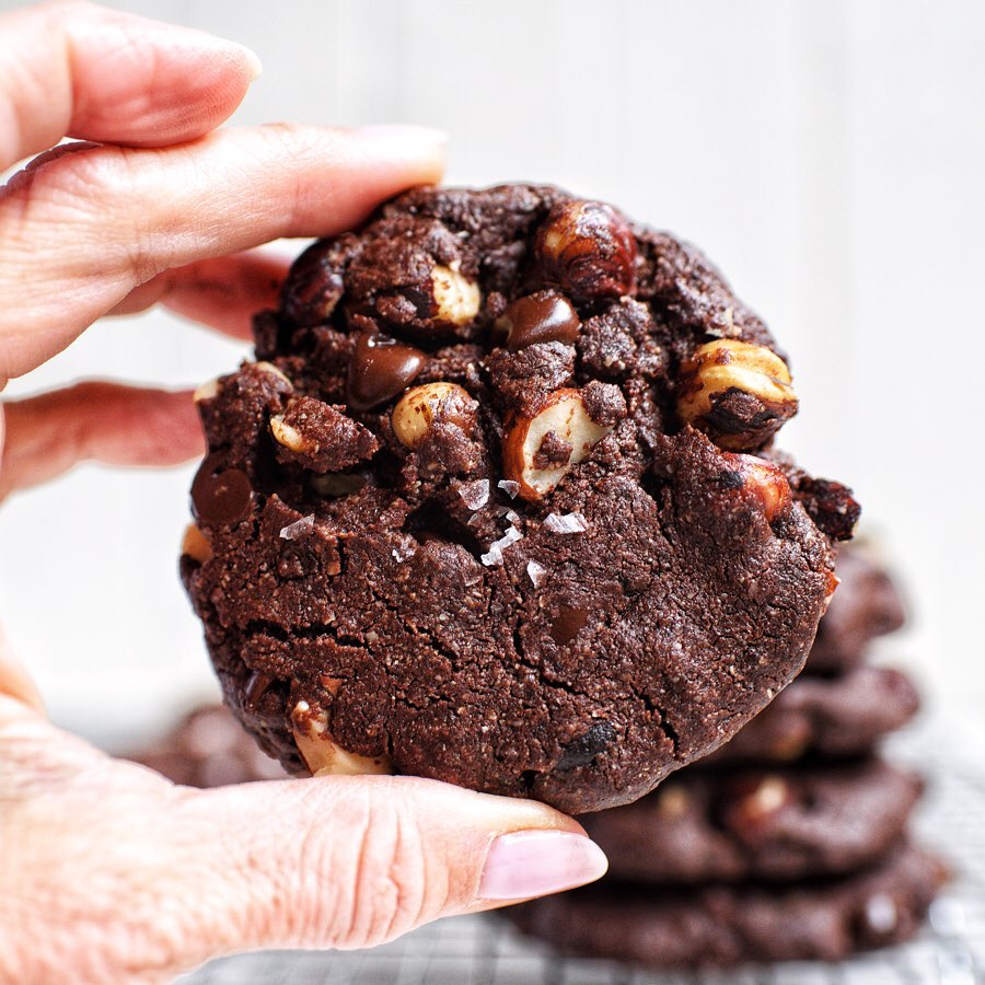 Fudgy Hazelnut Chocolate Cookies