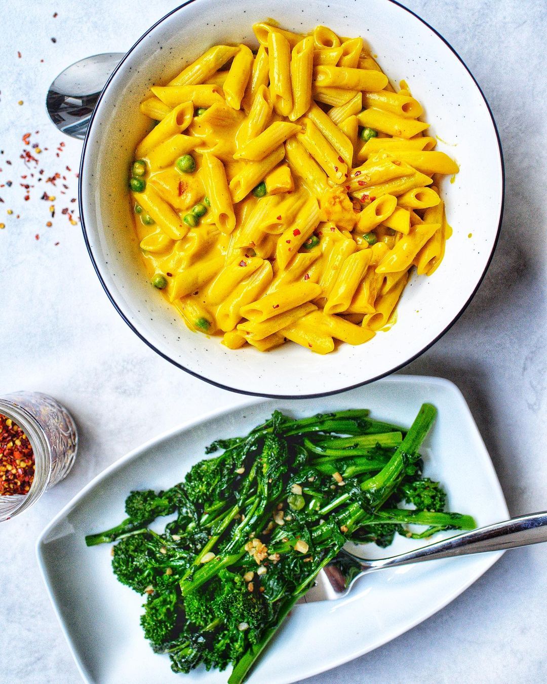 Curried Butternut Squash Mac and Cheese with Garlicky Rapini