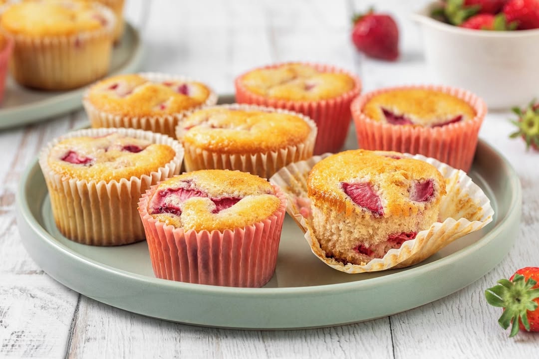 Soft and Fragrant Strawberry Muffins