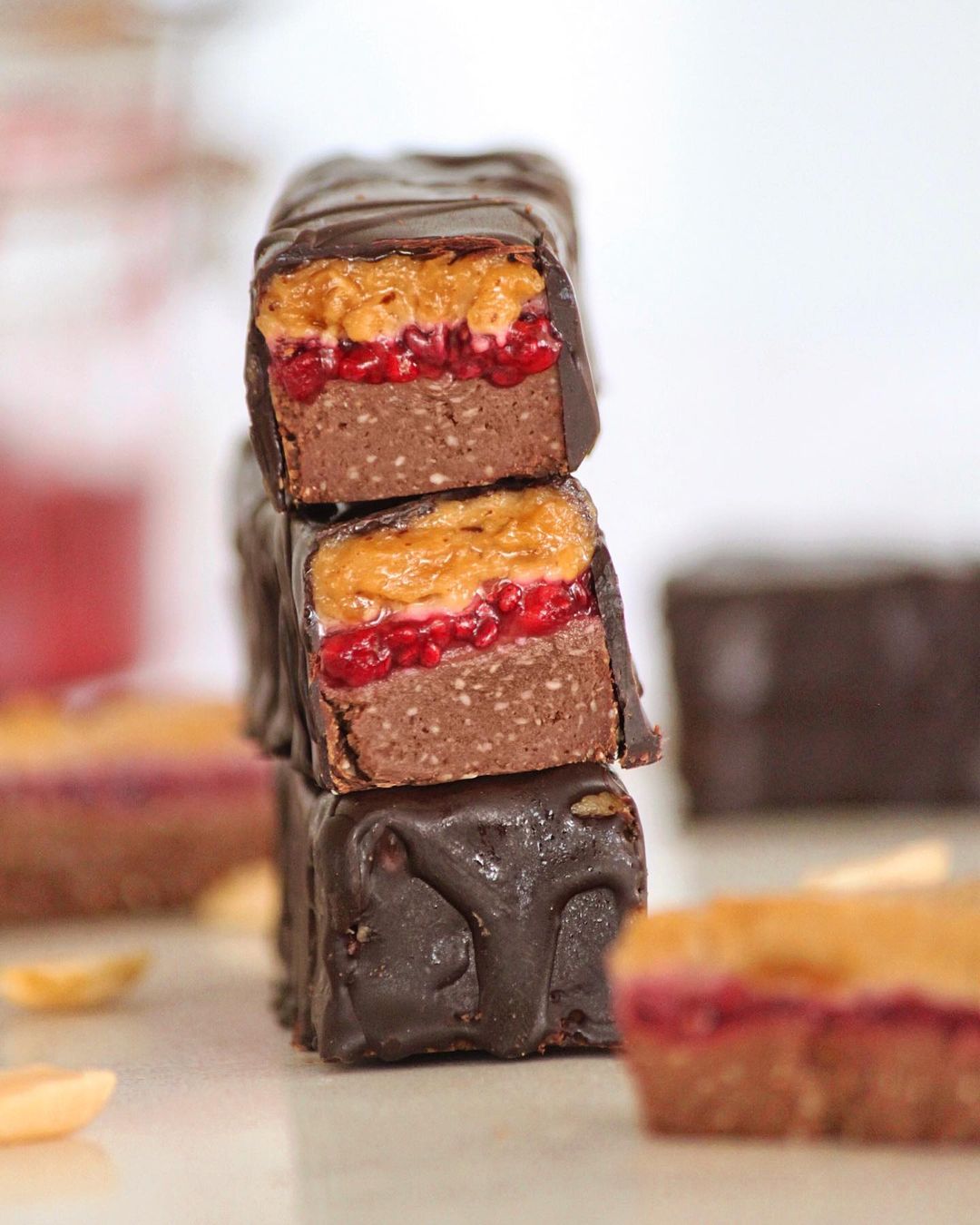 Peanut Raspberry Brownie Bars